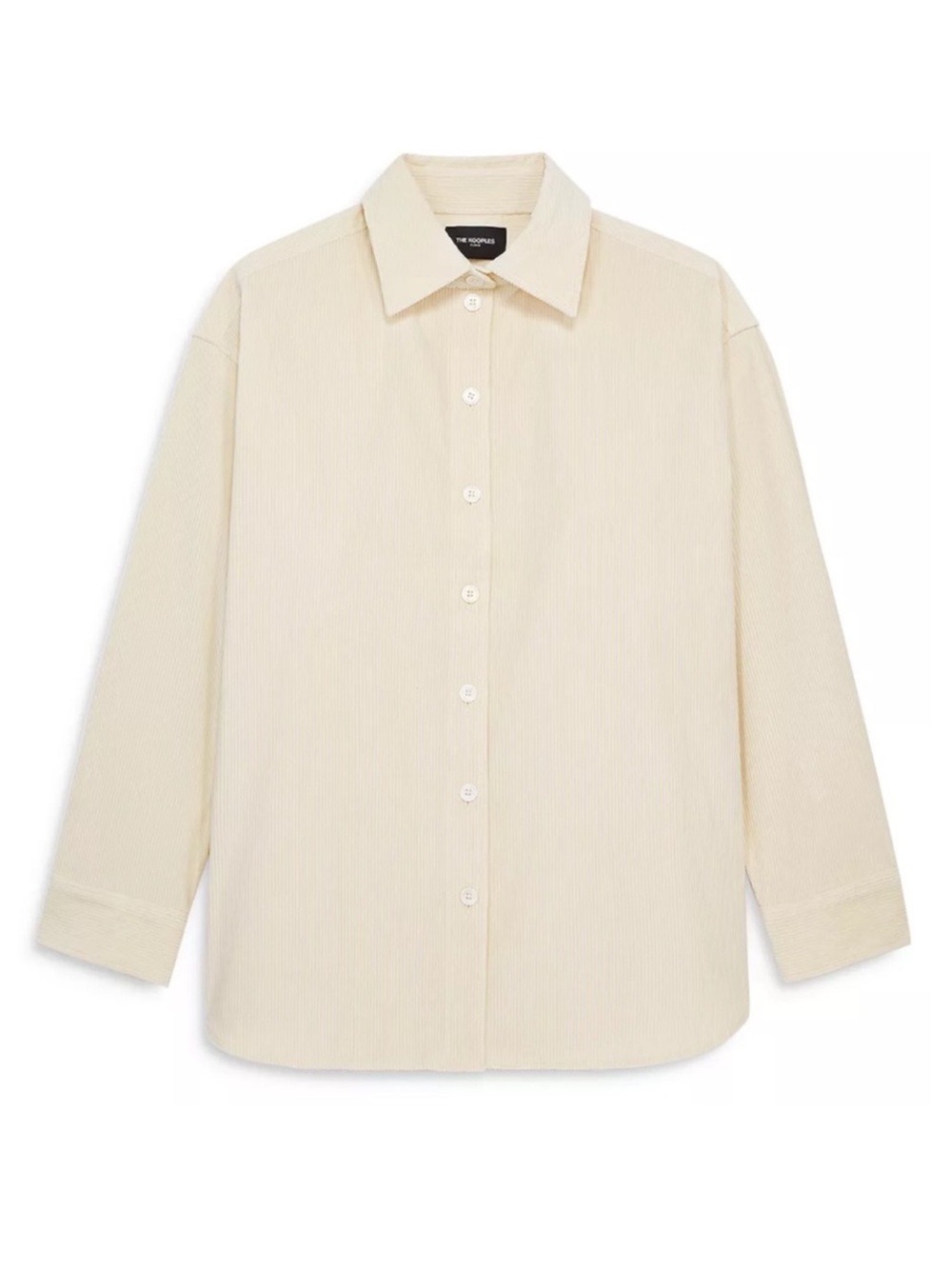 The Kooples Hill Velvet Ribbed Oversized Button Down Shirt Ecru Cream